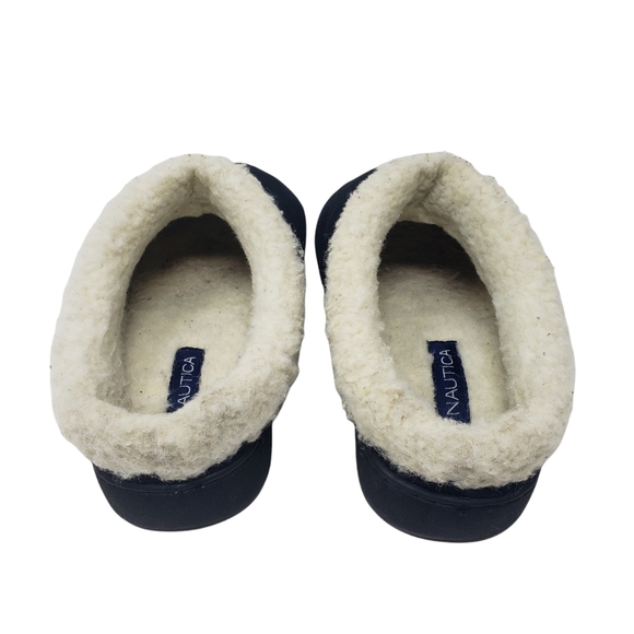 Nautica Black Slippers Lined Shoes Mens Size 6 Women 7.5 Rubber Soles Warm Comfy - Picture 7 of 10
